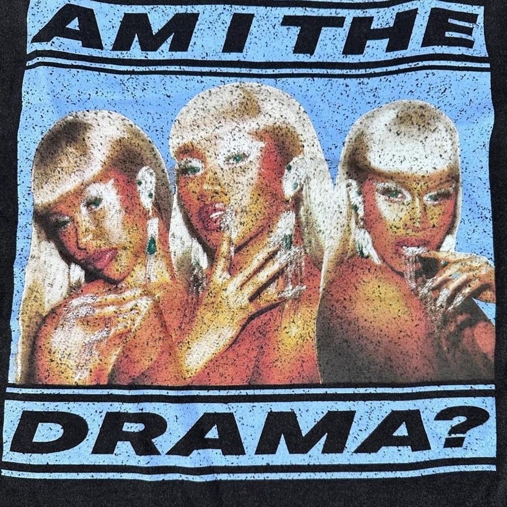 Cardi B Am I The Drama Graphic Tee Faded Black Vintage Wash Shirt Large